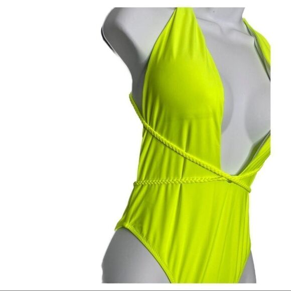 Neon Plunge One Piece Open Back Swimsuit‎ - Picture 7 of 13